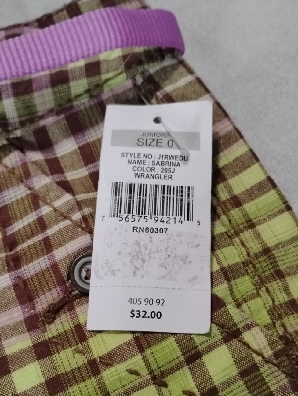 UNIONBAY Yellow-Green and Brown Plaid Shorts with Pink Belt - Picture 4 of 4